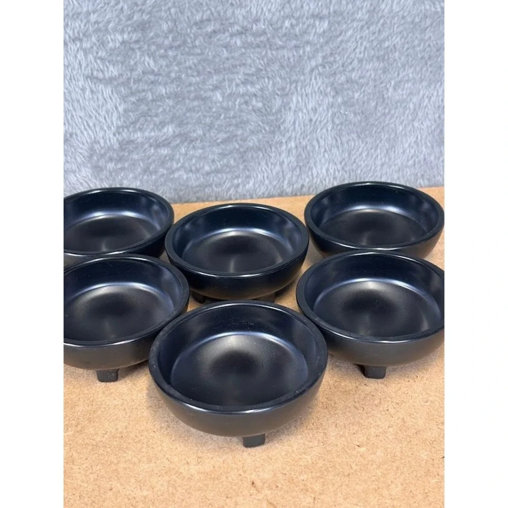 Black Melamine 3in Footed Ramekin Dipping Bowls Set‎ of 6 Gessner Products 0354